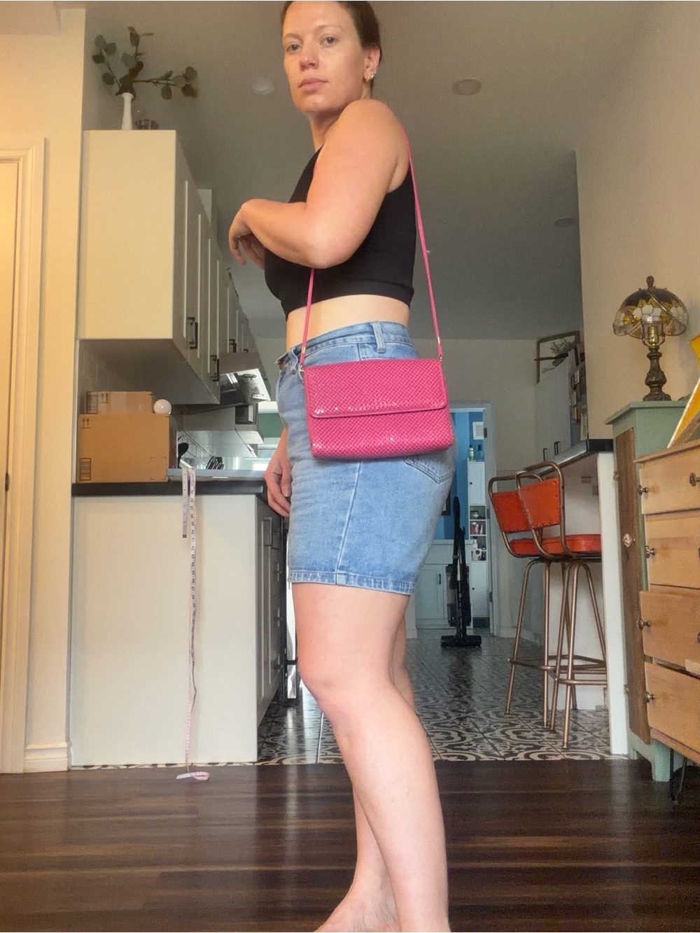 Vintage Pink chain metal Women's Crossbody Bag - Picture 4 of 8